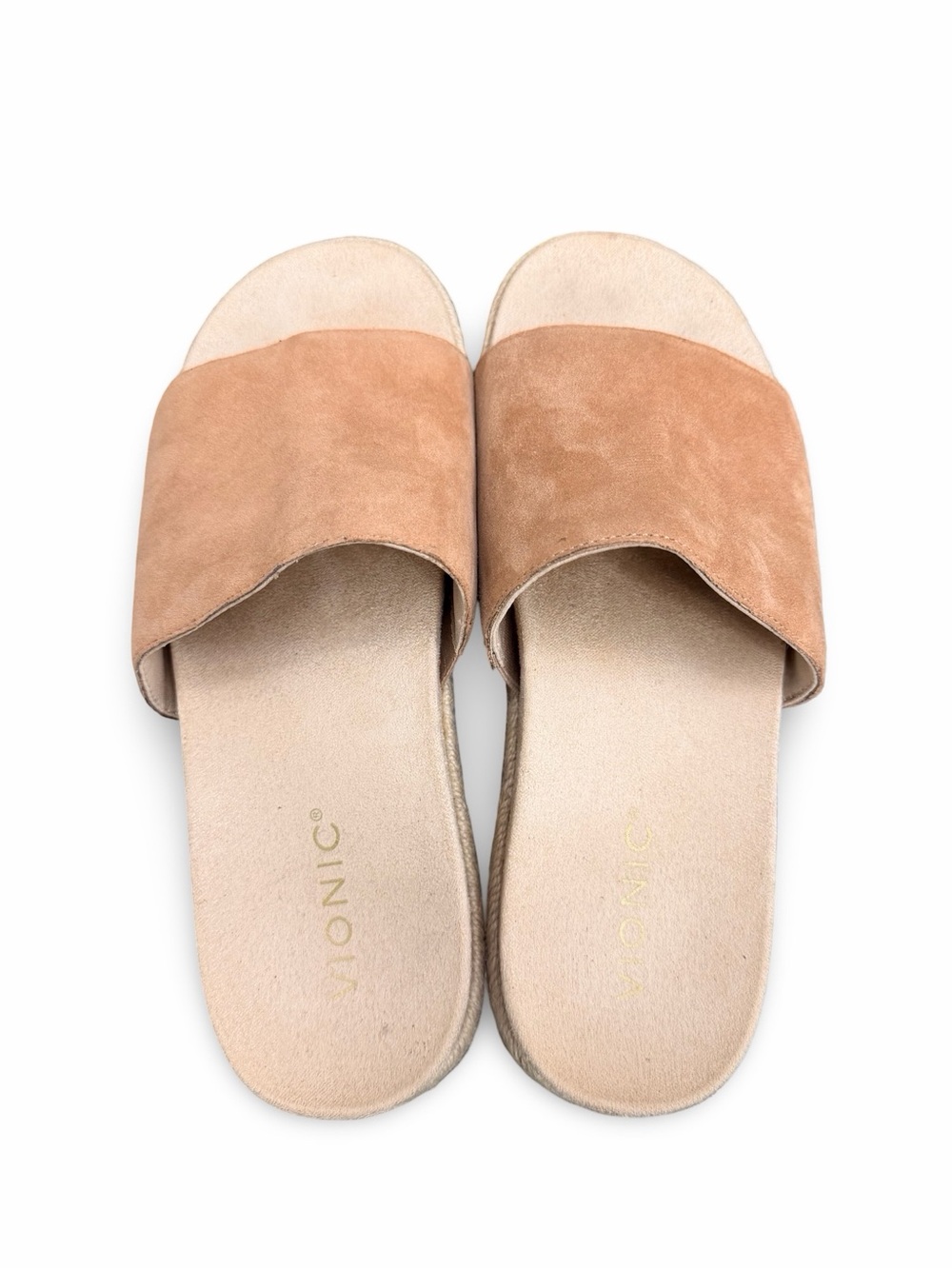 Vionic Yasmina Tan Suede Espadrille Platform Slide Sandals Women's Size 8 - Picture 3 of 6